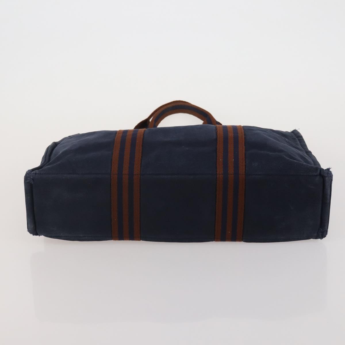 HERMES Fourre Tout Hand Bag Cotton 4 Set Navy Red gray Auth BA15070