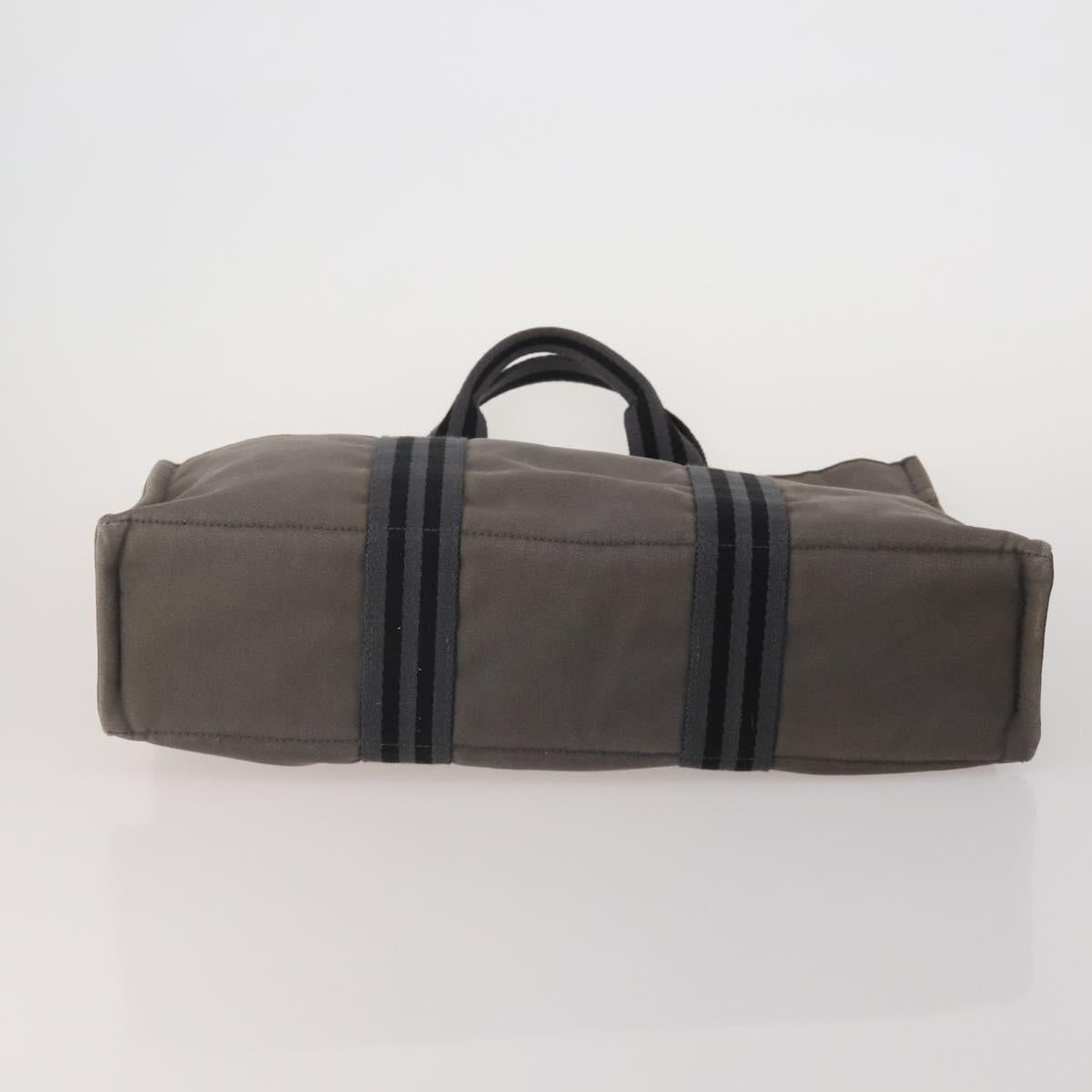 HERMES Fourre Tout Hand Bag Cotton 4 Set Navy Red gray Auth BA15070