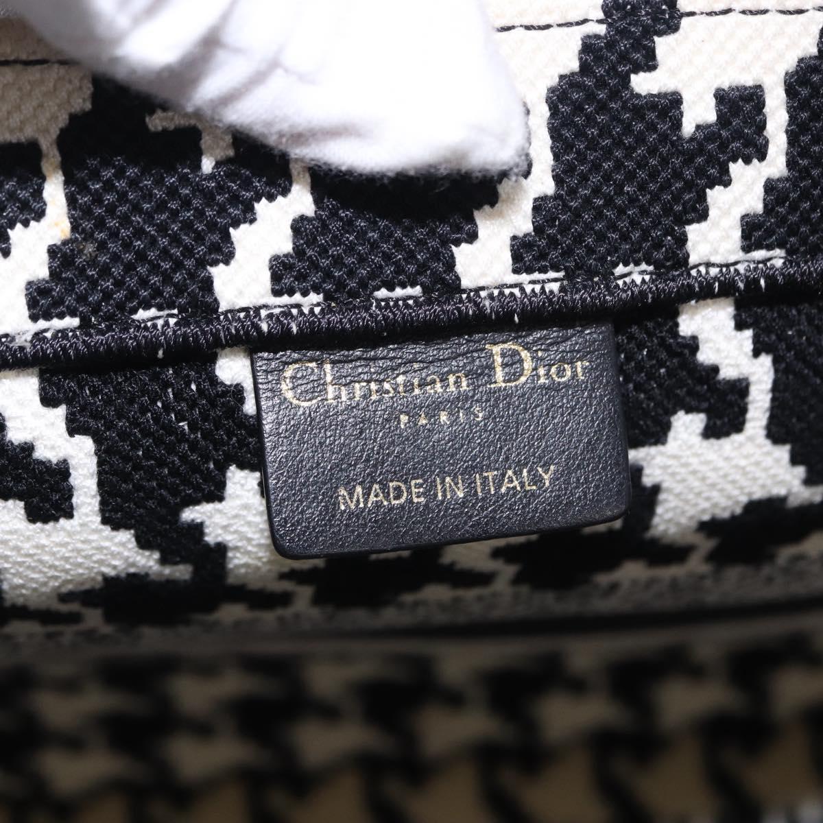Christian Dior Staggered Pattern Book Tote Medium Bag Canvas Black Auth BA15076M