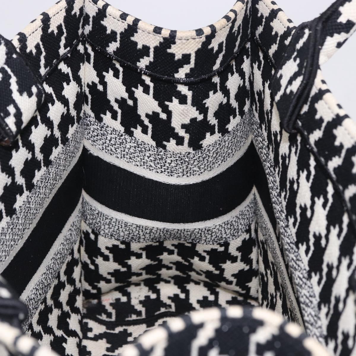 Christian Dior Staggered Pattern Book Tote Medium Bag Canvas Black Auth BA15076M