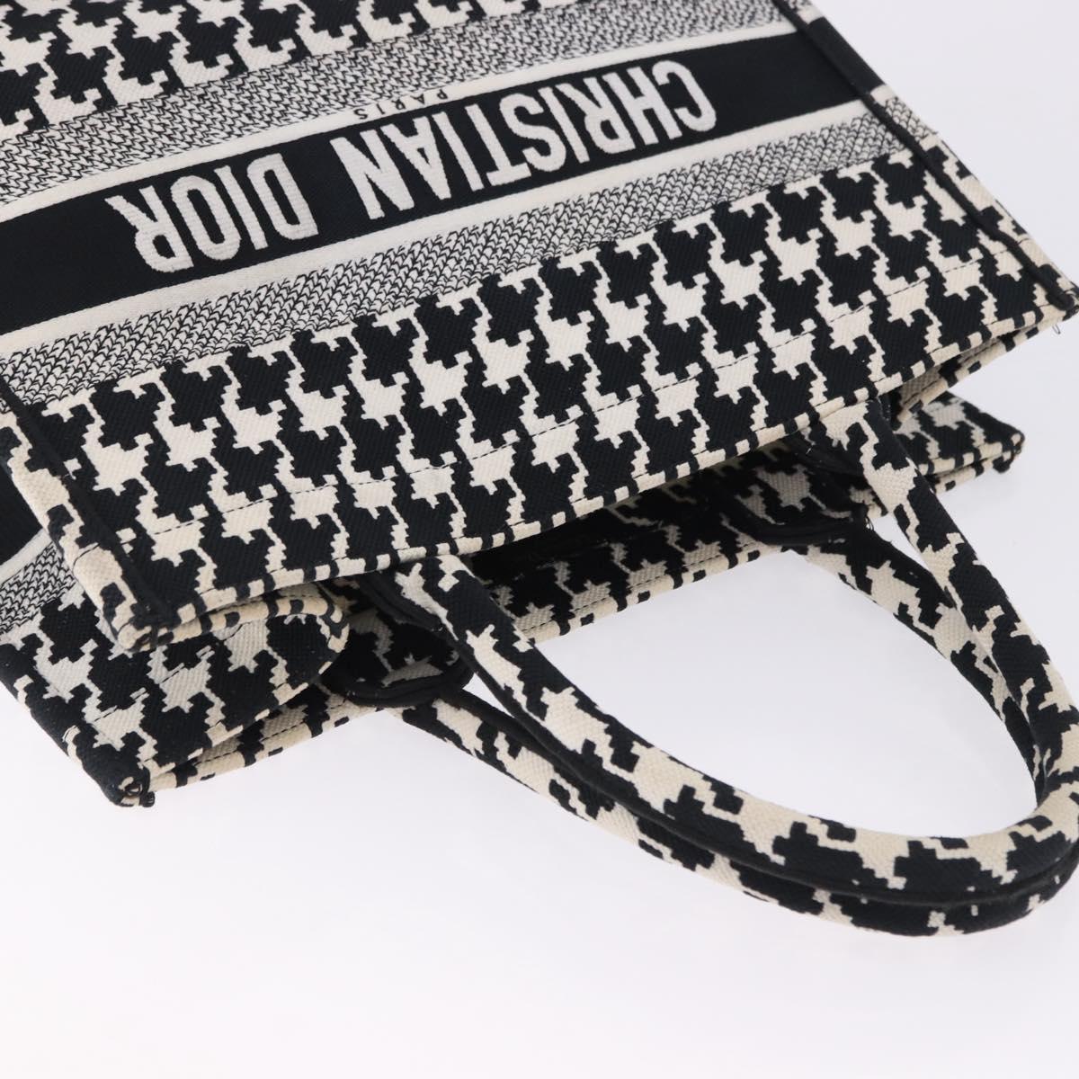 Christian Dior Staggered Pattern Book Tote Medium Bag Canvas Black Auth BA15076M