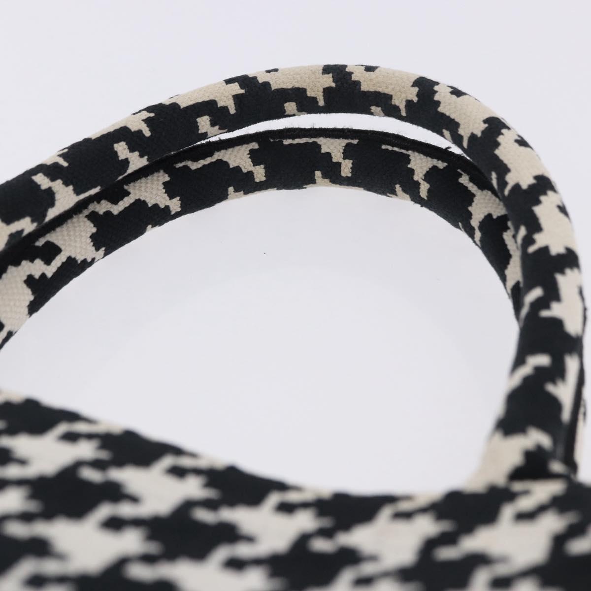 Christian Dior Staggered Pattern Book Tote Medium Bag Canvas Black Auth BA15076M