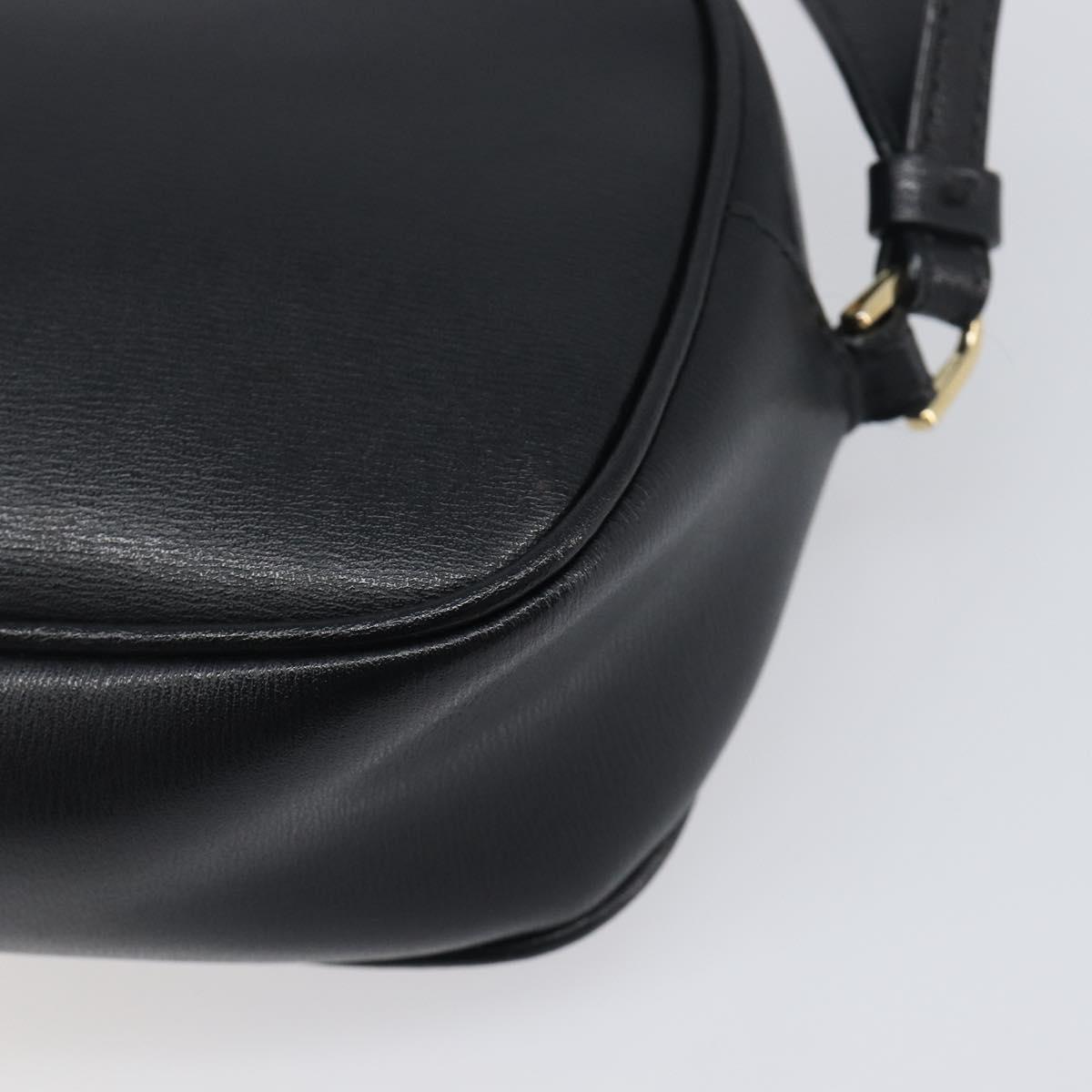 Salvatore Ferragamo Gancini Shoulder Bag Leather Black Gold Auth BA15079A