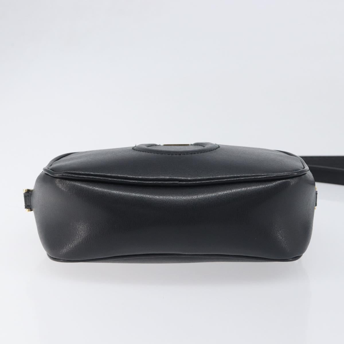 Salvatore Ferragamo Gancini Shoulder Bag Leather Black Gold Auth BA15079A