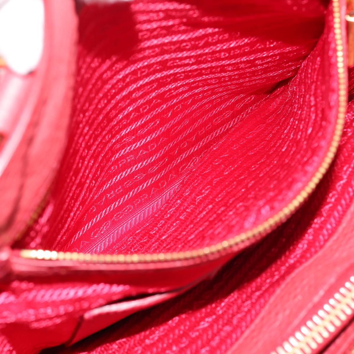 PRADA Hand Bag Vittero Dino Leather 2way Red Gold Auth BA15080V