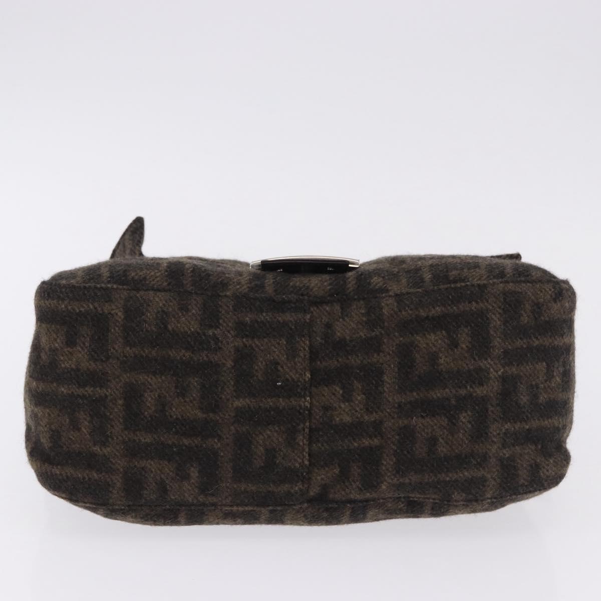FENDI Zucca Canvas Mamma Baguette Shoulder Bag Wool Brown Black Auth BA15090V
