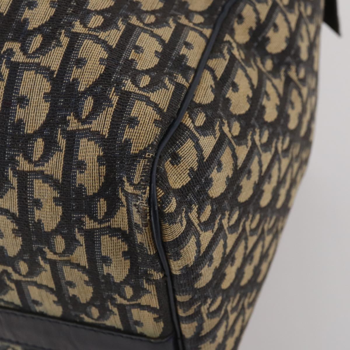 Christian Dior Trotter Canvas Boston Bag Navy Silver Auth BA15099