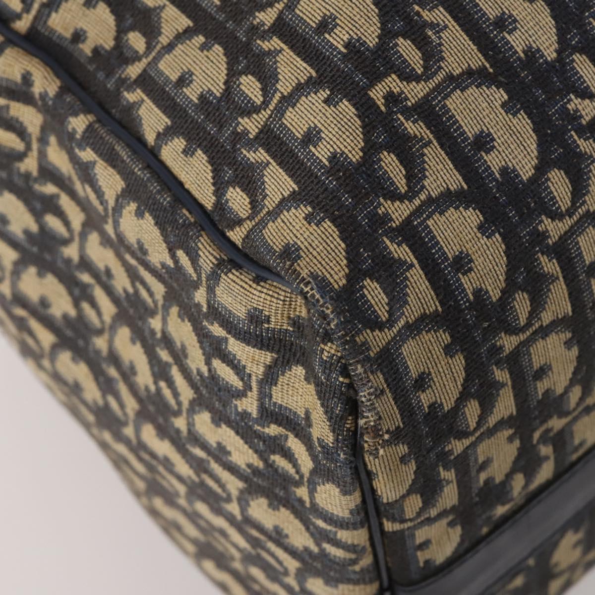 Christian Dior Trotter Canvas Boston Bag Navy Silver Auth BA15099