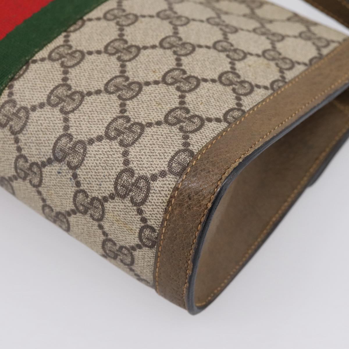 GUCCI GG Supreme Web Sherry Line Bag PVC Beige Gold 495 02 04 Auth BA15100