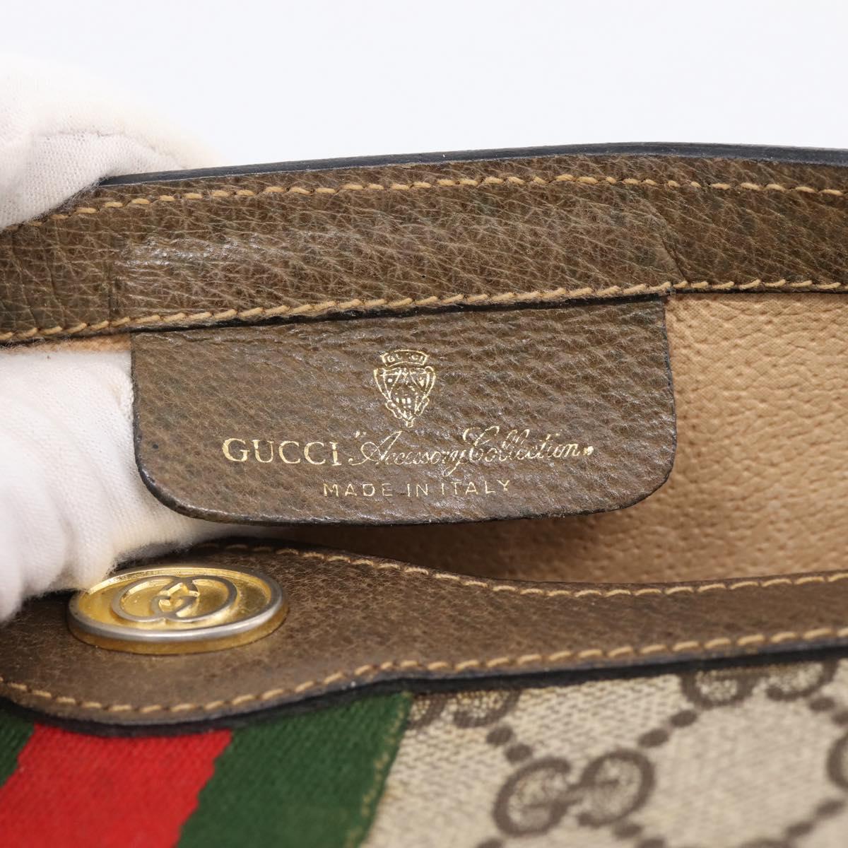 GUCCI GG Supreme Web Sherry Line Bag PVC Beige Gold 495 02 04 Auth BA15100