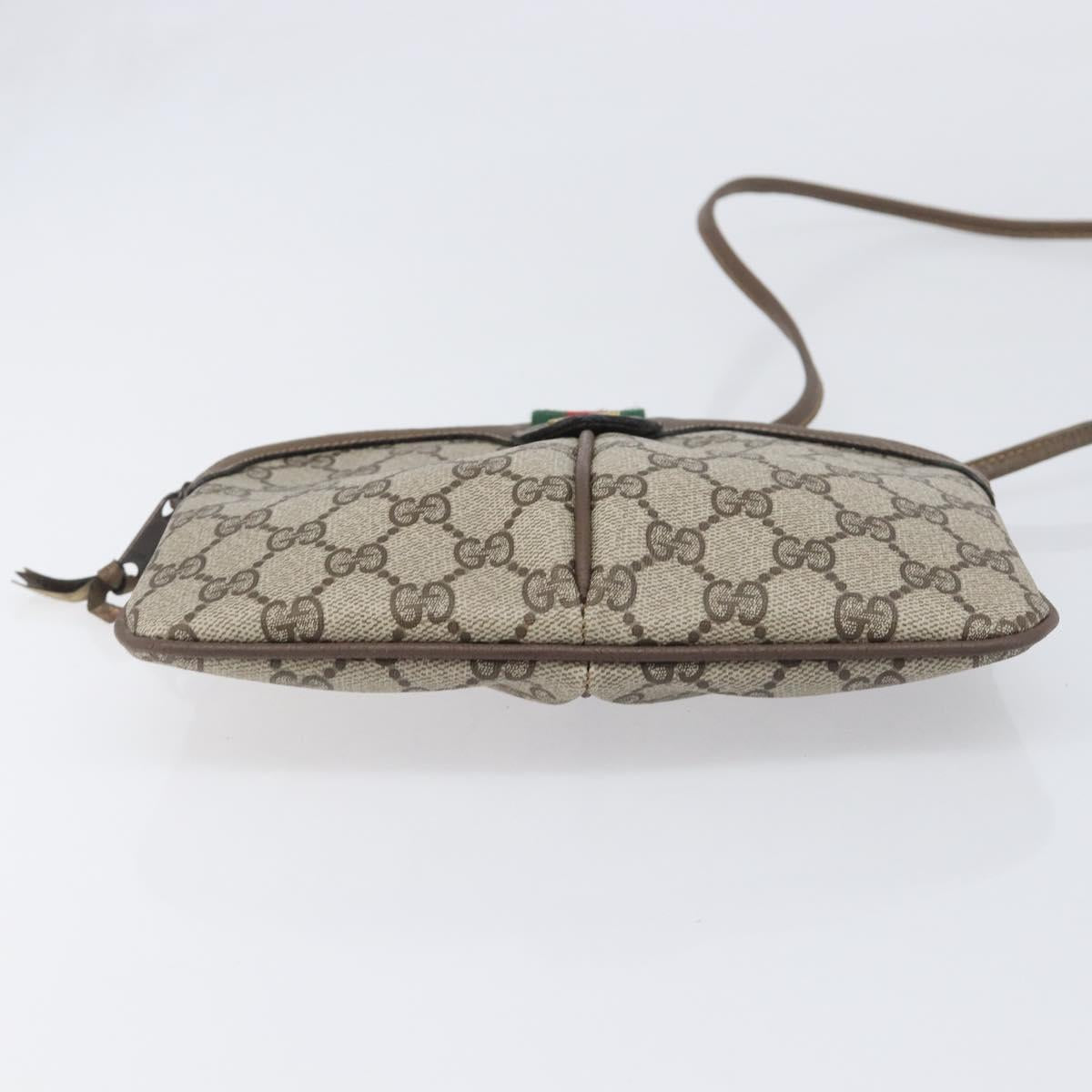 GUCCI GG Supreme Web Sherry Line Bag PVC Beige Gold 98 02 047 Auth BA15101