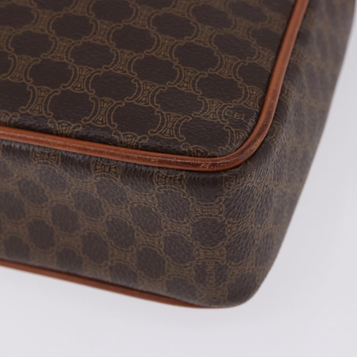 CELINE Macadam Canvas Business Bag PVC Leather Brown Gold Auth BA15102