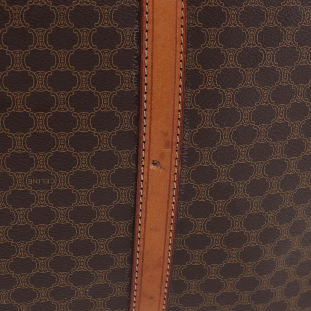 CELINE Macadam Canvas Business Bag PVC Leather Brown Gold Auth BA15102