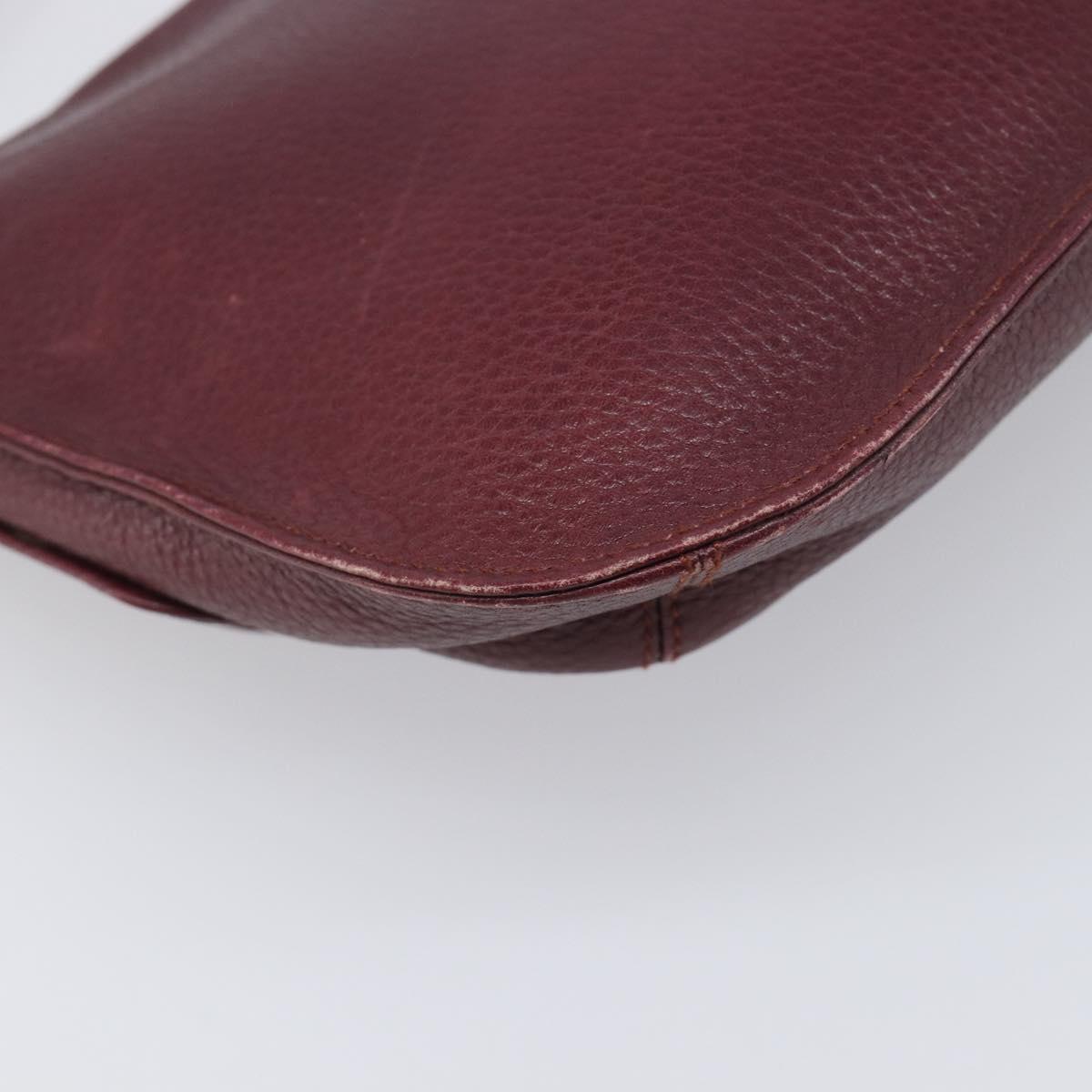 CARTIER Must Line Shoulder Bag Leather Bordeaux Gold Auth BA15103