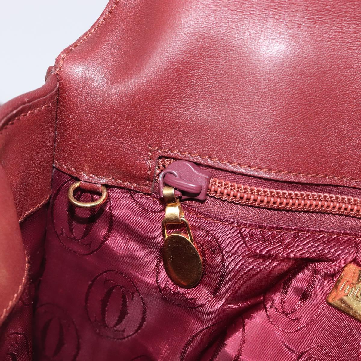 CARTIER Must Line Shoulder Bag Leather Bordeaux Gold Auth BA15103