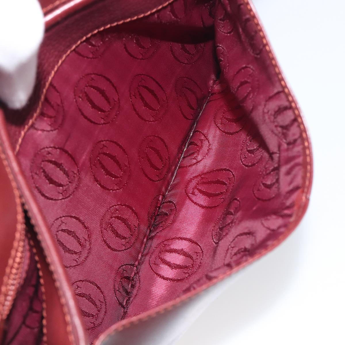 CARTIER Must Line Shoulder Bag Leather Bordeaux Gold Auth BA15103
