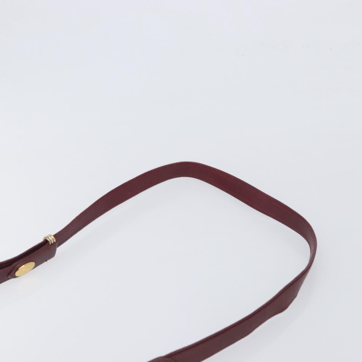 CARTIER Must Line Shoulder Bag Leather Bordeaux Gold Auth BA15103