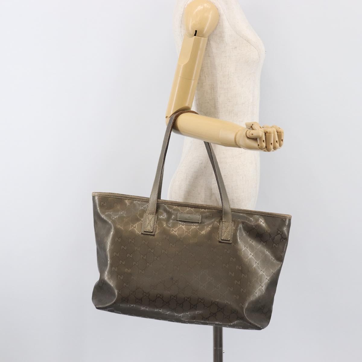 GUCCI GG Implementation Tote Bag PVC Gold Silver 211137 Auth BA15109