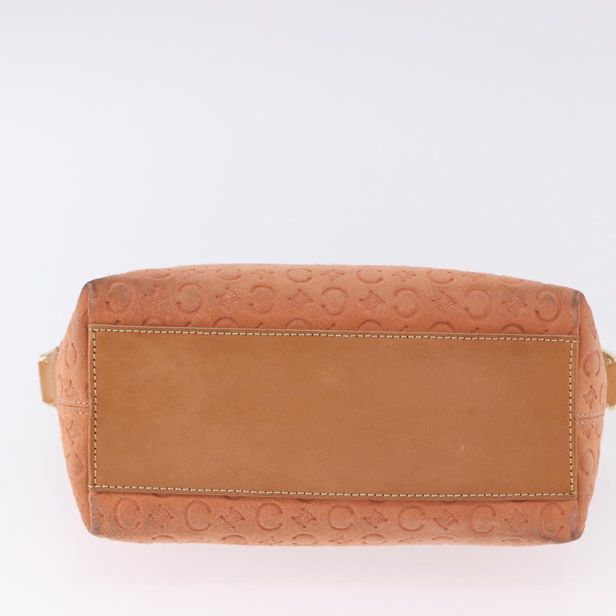 CELINE C Macadam Canvas Shoulder Bag Suede Orange Gold Auth BA15118