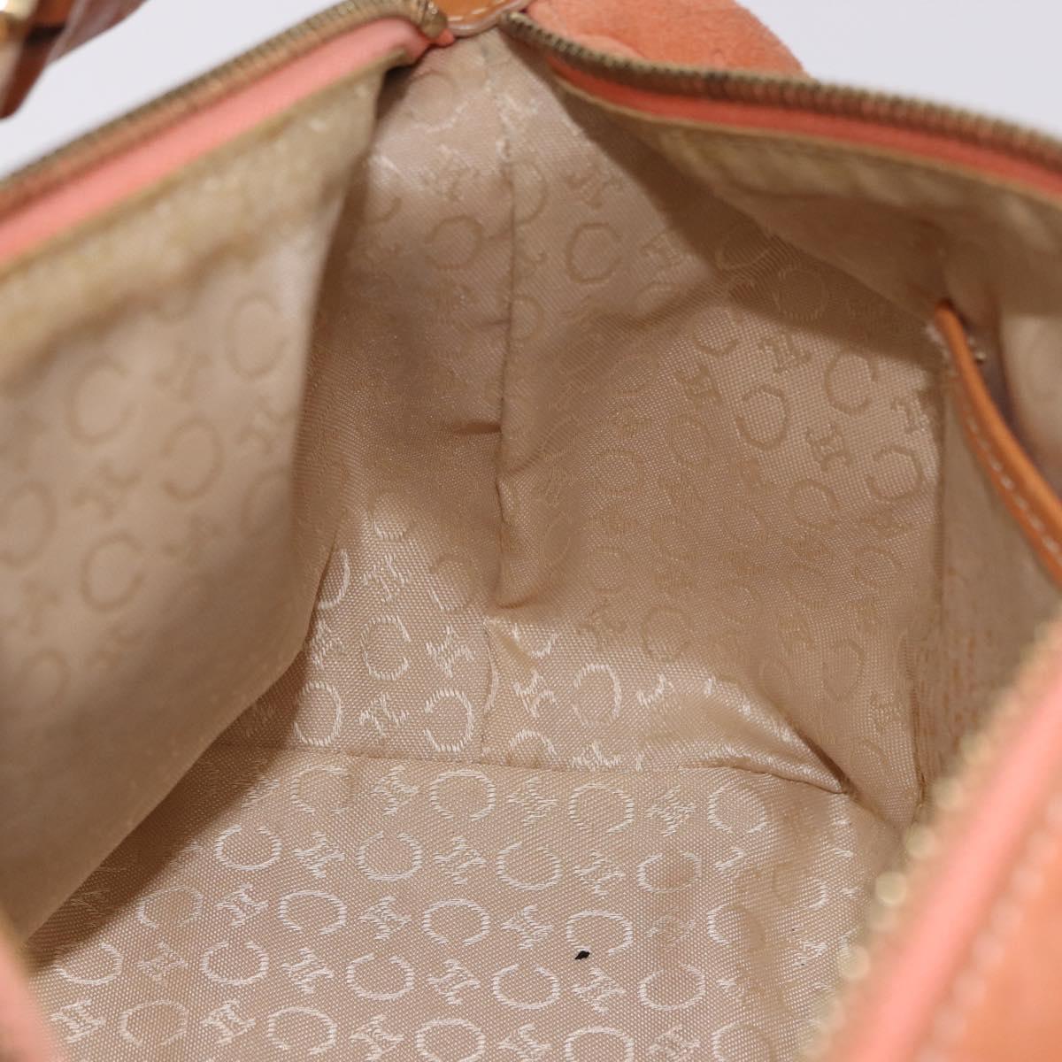 CELINE C Macadam Canvas Shoulder Bag Suede Orange Gold Auth BA15118