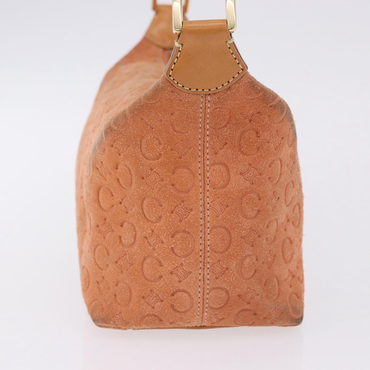 CELINE C Macadam Canvas Shoulder Bag Suede Orange Gold Auth BA15118