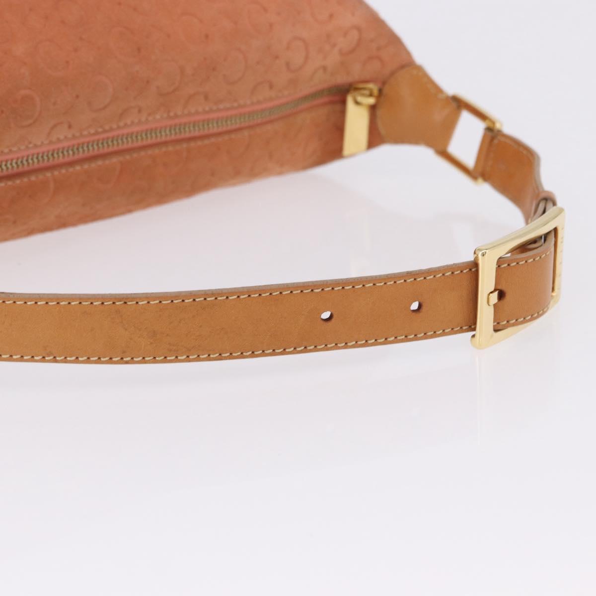 CELINE C Macadam Canvas Shoulder Bag Suede Orange Gold Auth BA15118
