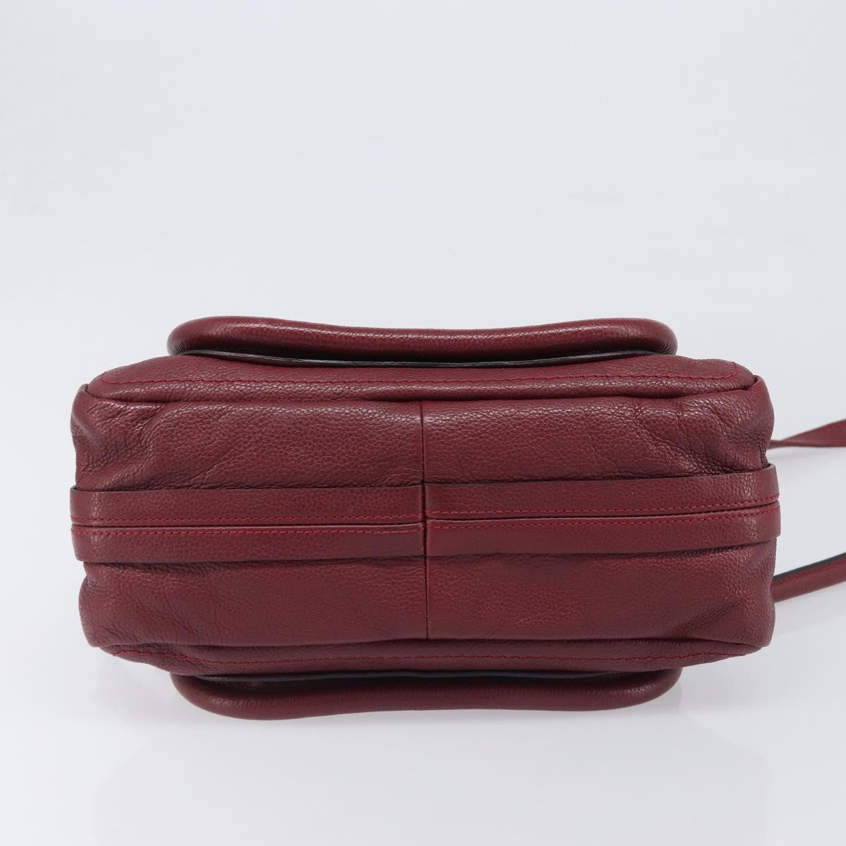 Chloe Paraty Hand Bag Leather 2way Bordeaux Gold Auth BA15119
