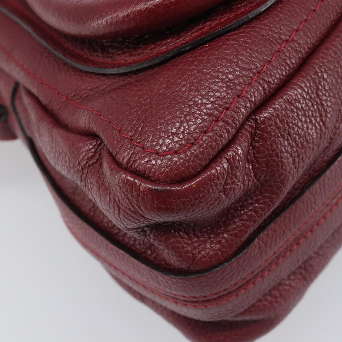 Chloe Paraty Hand Bag Leather 2way Bordeaux Gold Auth BA15119