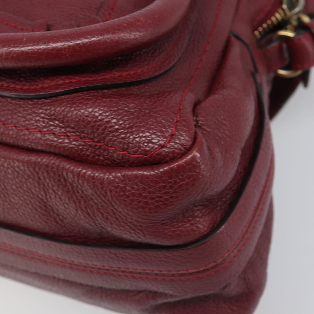 Chloe Paraty Hand Bag Leather 2way Bordeaux Gold Auth BA15119
