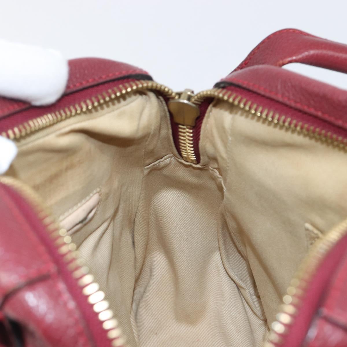 Chloe Paraty Hand Bag Leather 2way Bordeaux Gold Auth BA15119