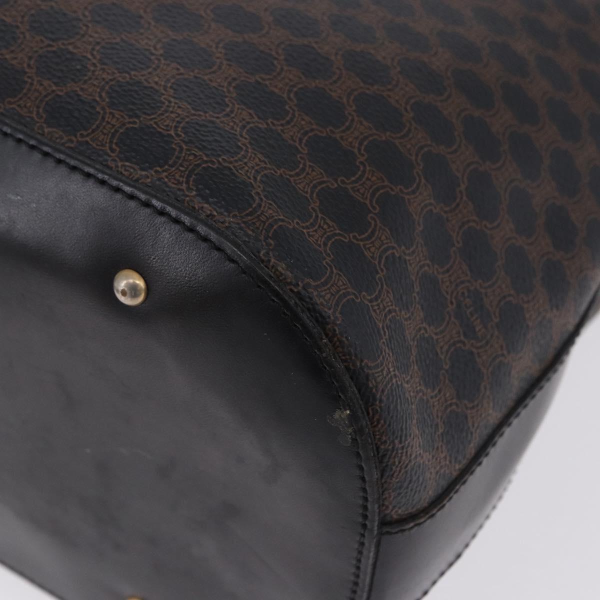 CELINE Macadam Canvas Tote Bag PVC Leather Black Gold Auth BA15122