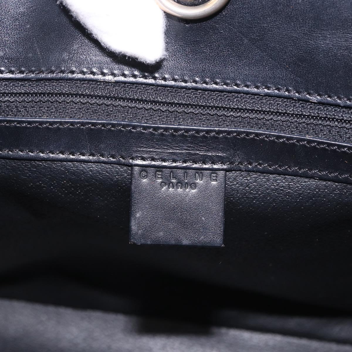 CELINE Macadam Canvas Tote Bag PVC Leather Black Gold Auth BA15122