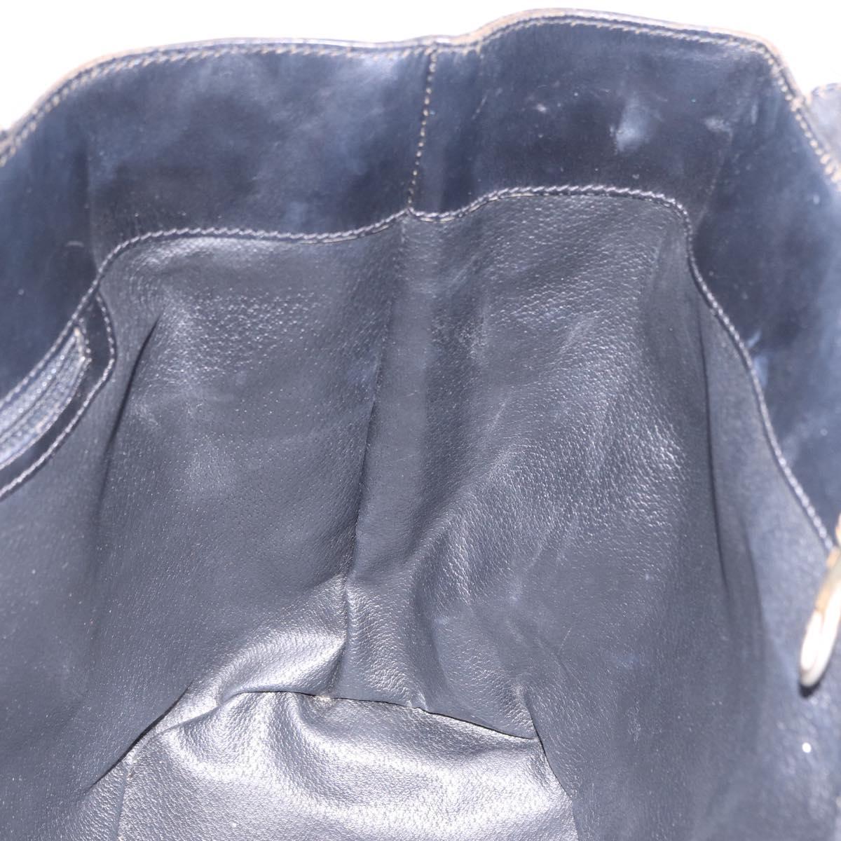 CELINE Macadam Canvas Tote Bag PVC Leather Black Gold Auth BA15122