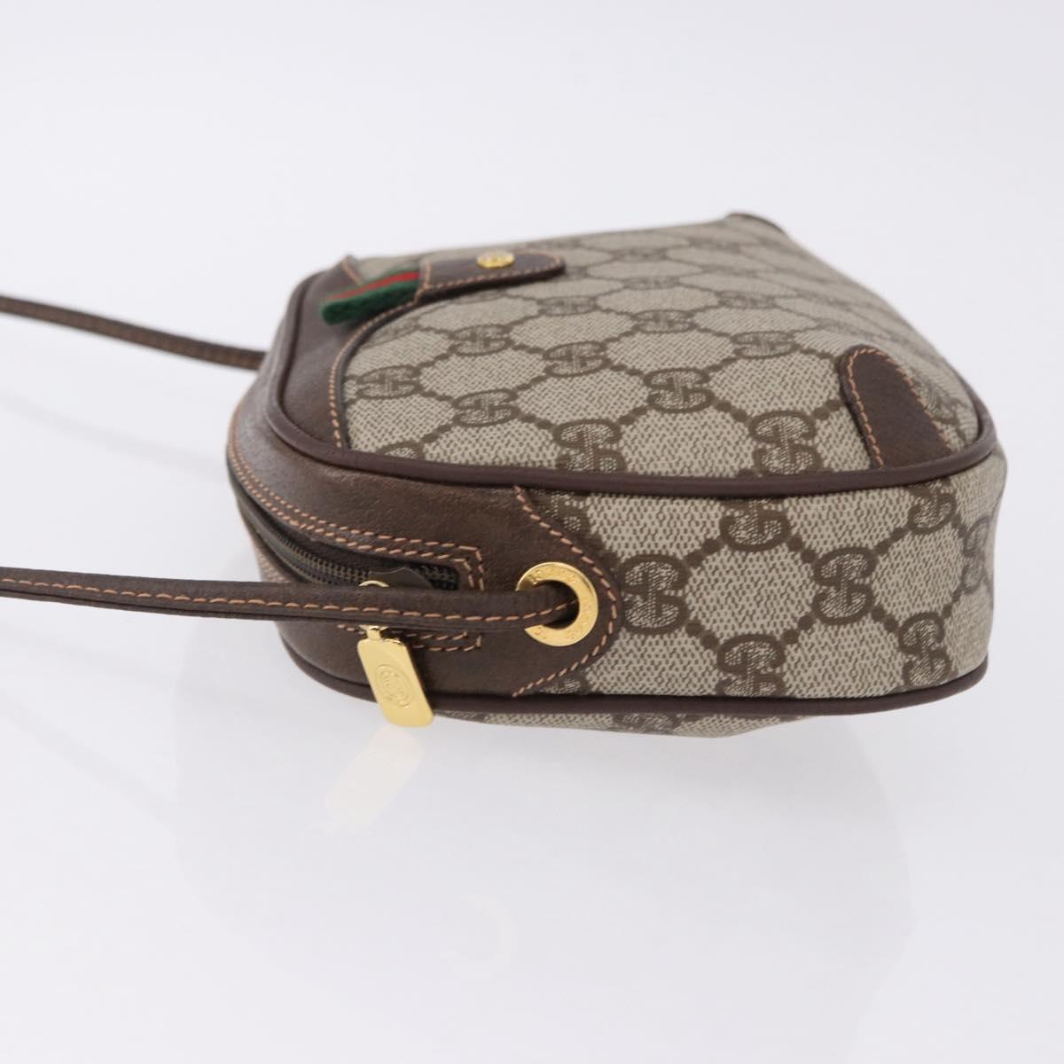 GUCCI GG Supreme Web Sherry Line Bag PVC Beige Gold 156 02 066 Auth BA15125