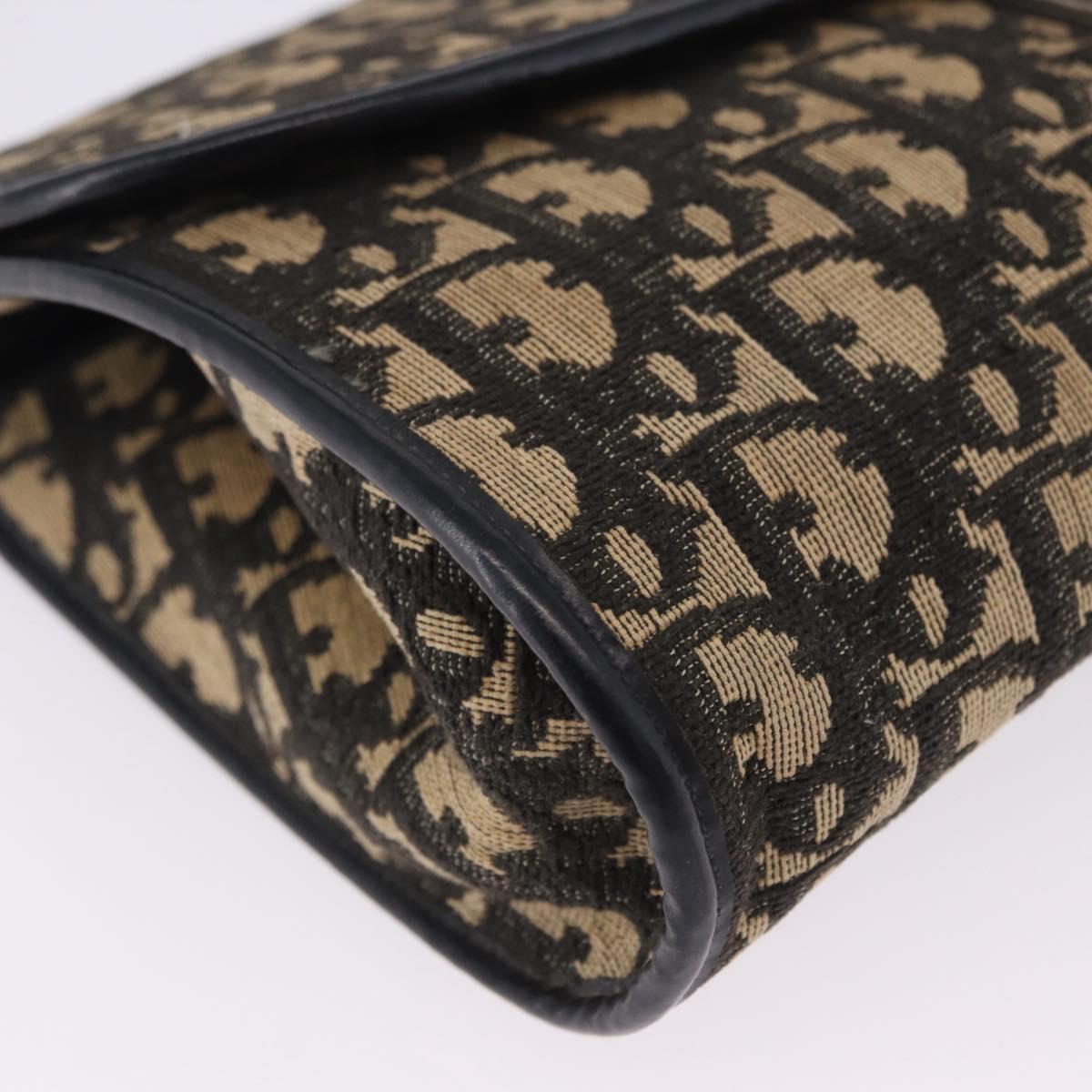 Christian Dior Trotter Canvas Shoulder Bag Navy Gold Auth BA15128