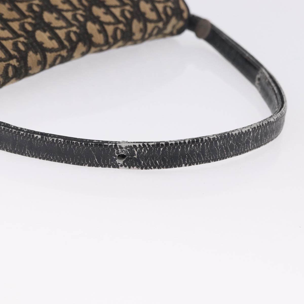 Christian Dior Trotter Canvas Shoulder Bag Navy Gold Auth BA15128