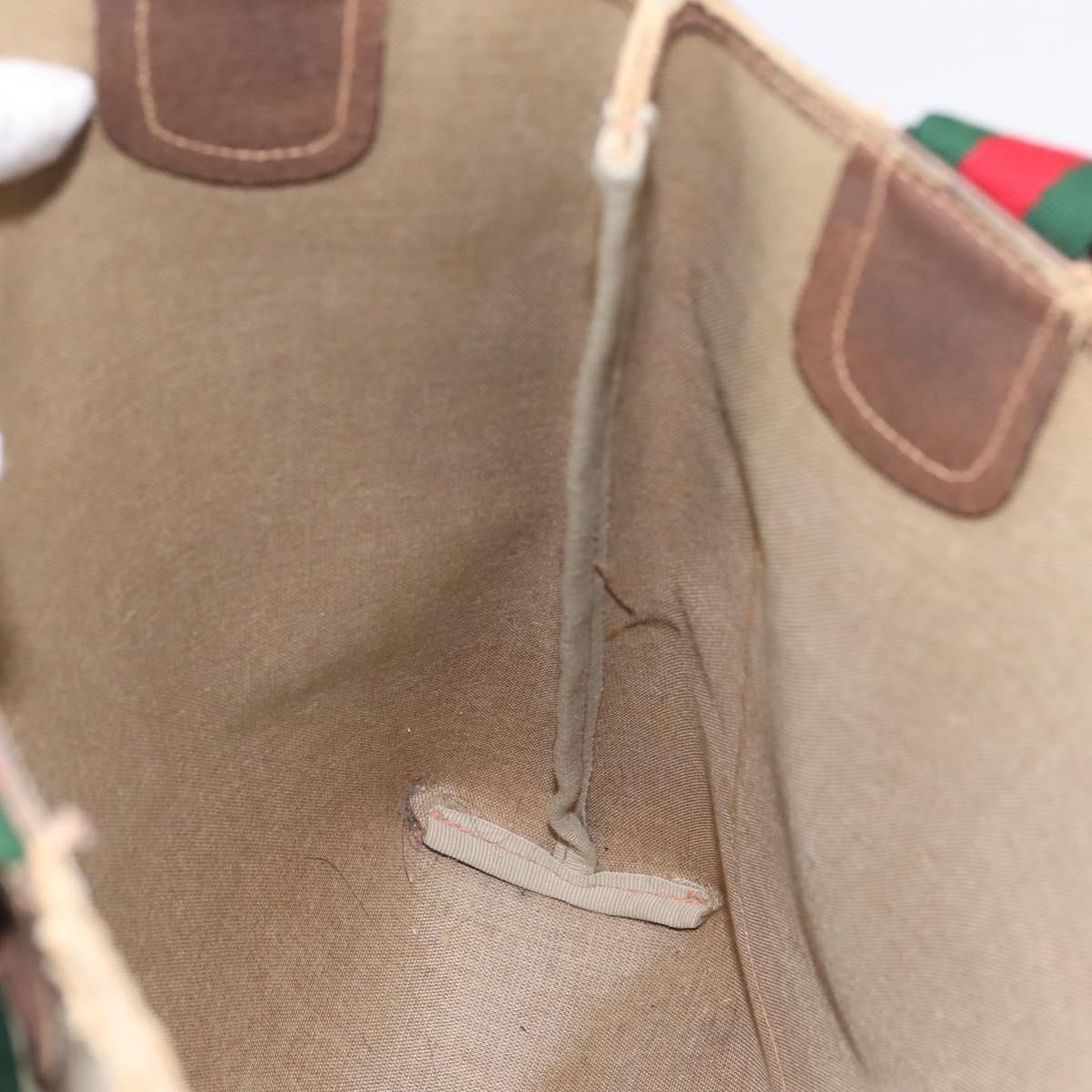 GUCCI GG Supreme Web Sherry Line Tote Bag PVC Beige Gold 39 02 003 Auth BA15137