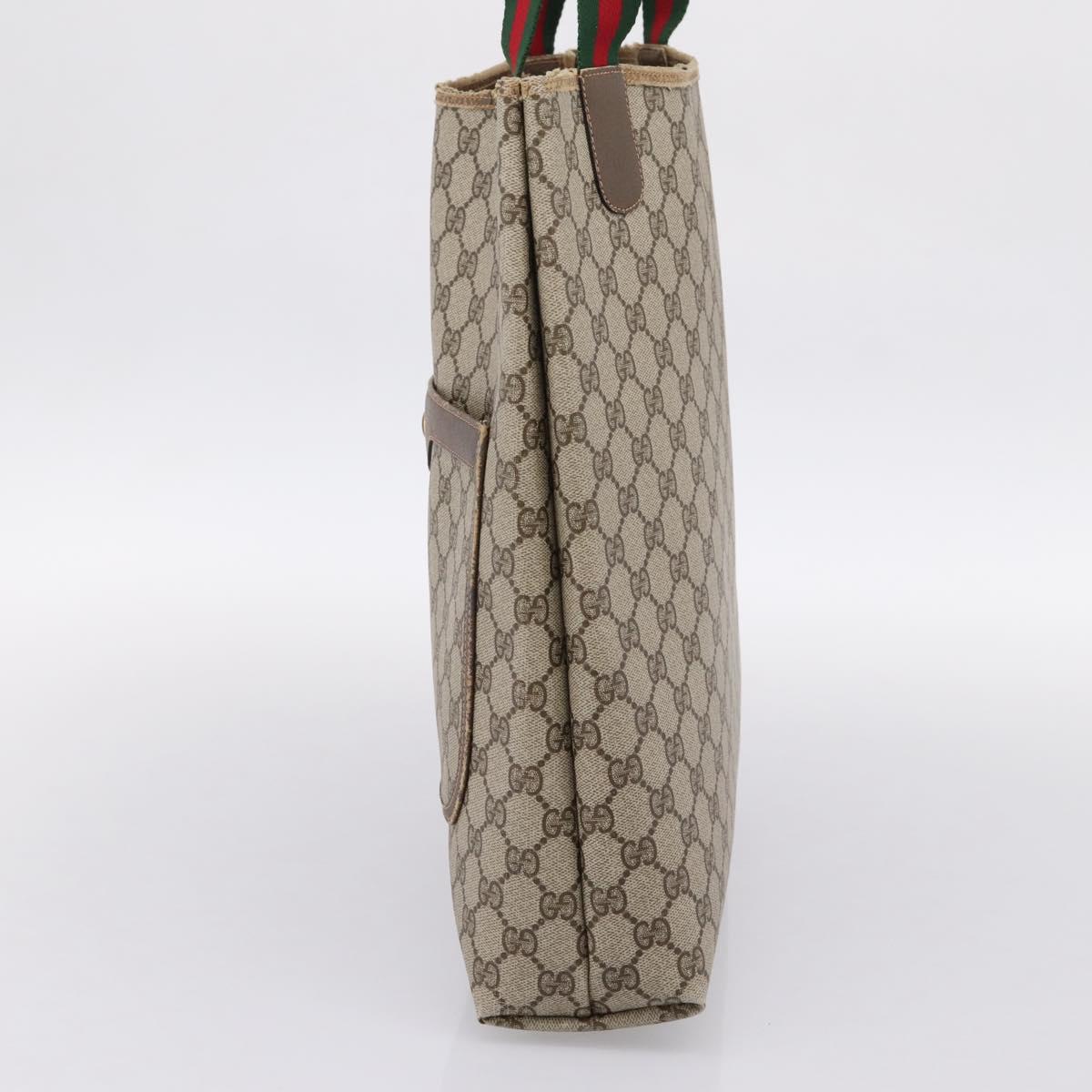 GUCCI GG Supreme Web Sherry Line Tote Bag PVC Beige Gold 39 02 003 Auth BA15137