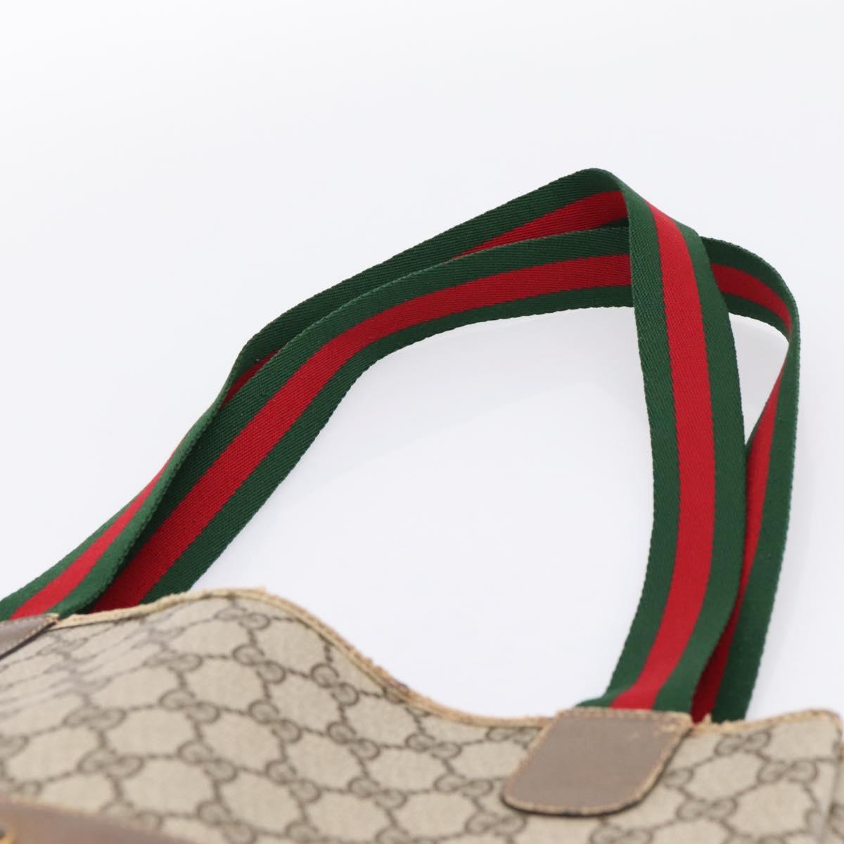 GUCCI GG Supreme Web Sherry Line Tote Bag PVC Beige Gold 39 02 003 Auth BA15137