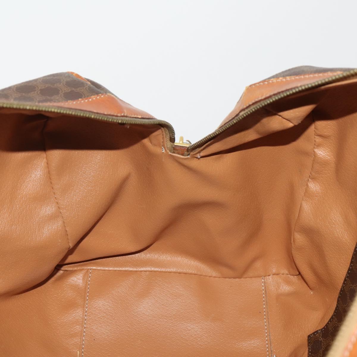 CELINE Macadam Canvas Boston Bag PVC Leather Brown Gold Auth BA15139