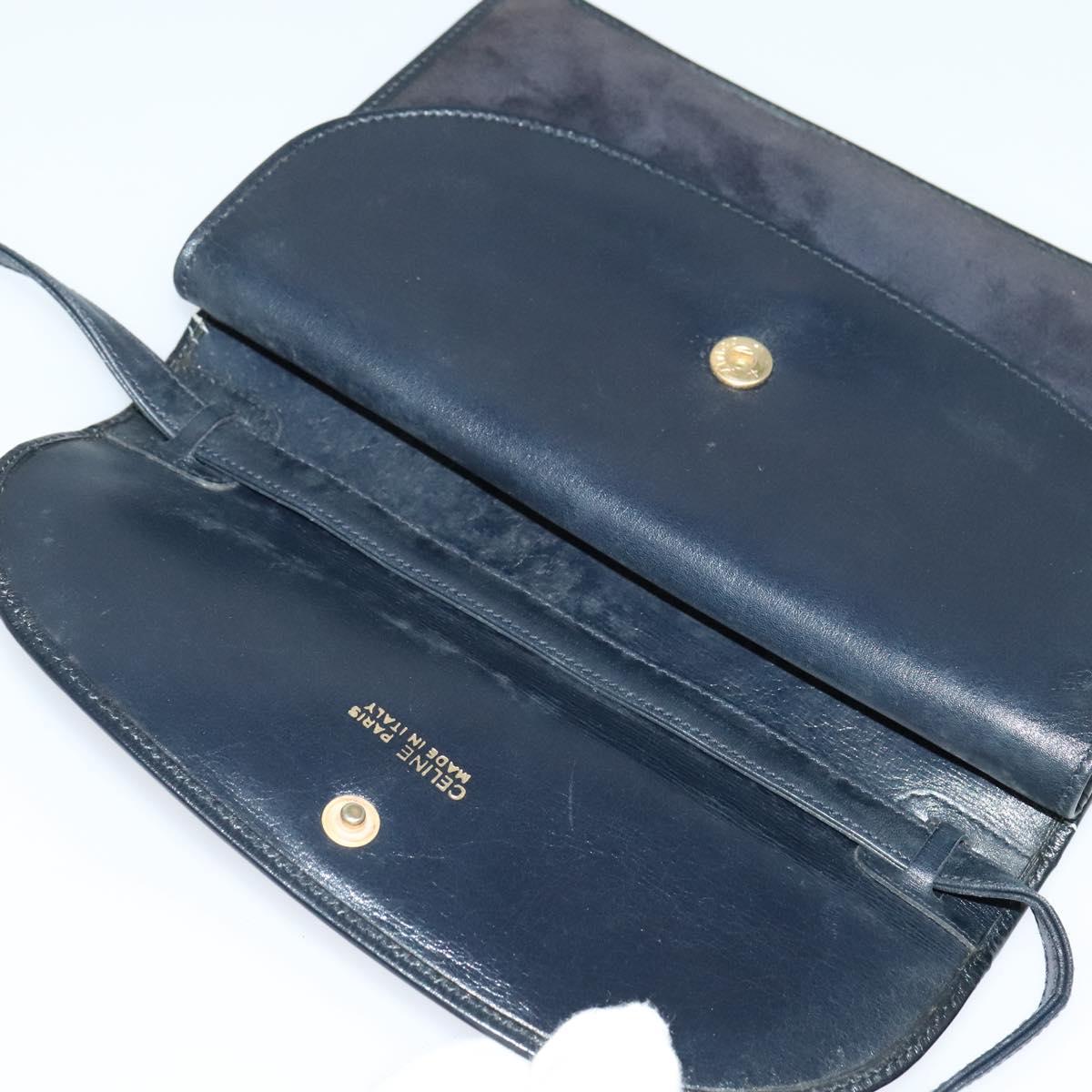 CELINE Shoulder Bag Suede Navy Auth BA1514