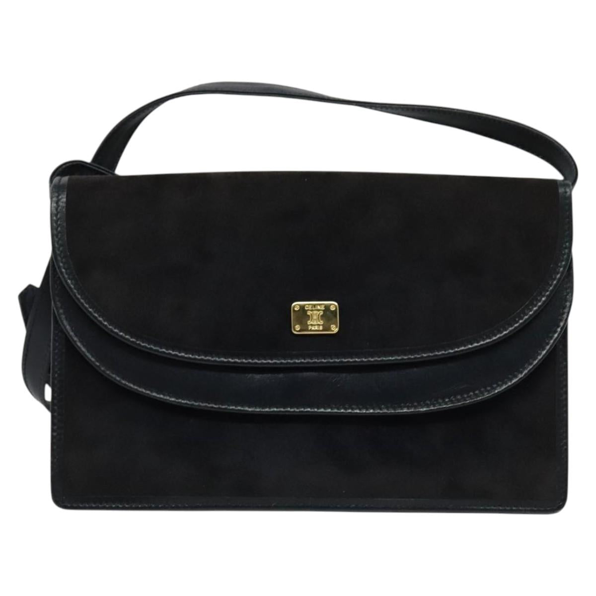 CELINE Shoulder Bag Suede Navy Auth BA1514