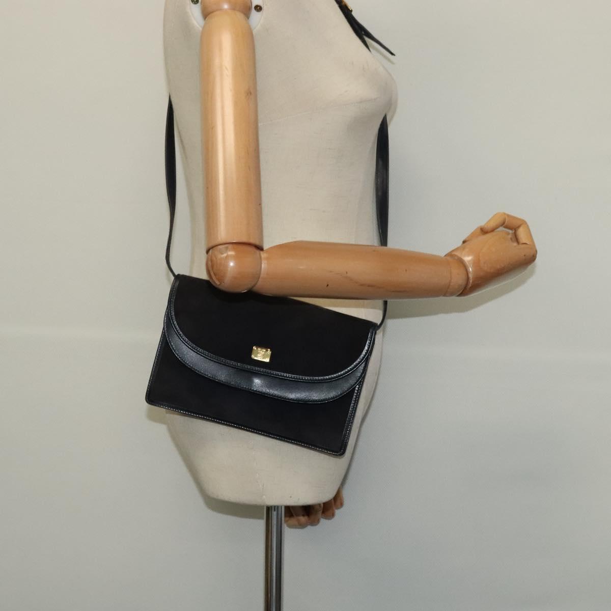 CELINE Shoulder Bag Suede Navy Auth BA1514