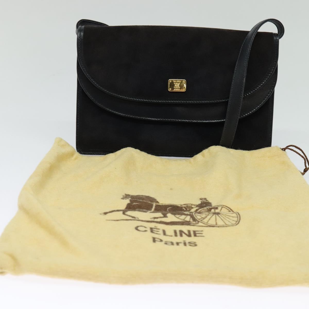 CELINE Shoulder Bag Suede Navy Auth BA1514