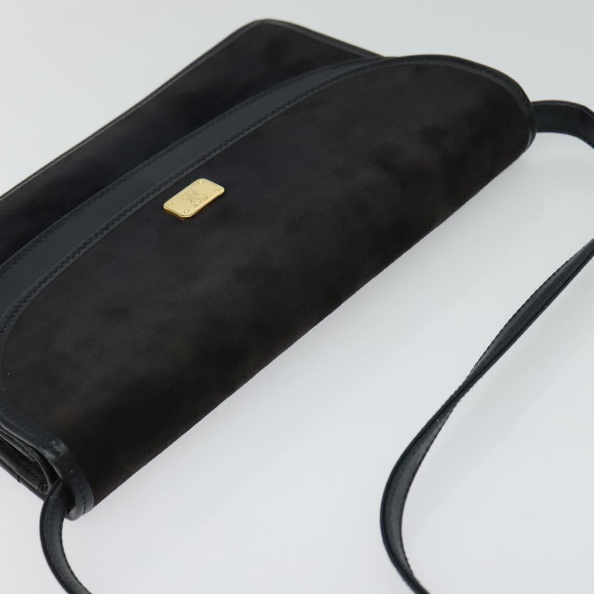 CELINE Shoulder Bag Suede Navy Auth BA1514