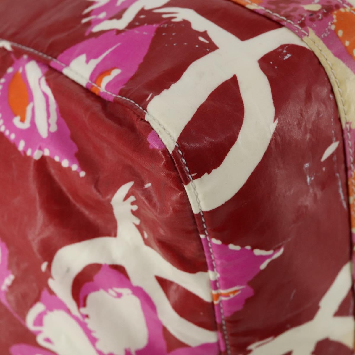 CHANEL High Summer Line Tote Bag PVC Canvas Red CC Auth BA15144