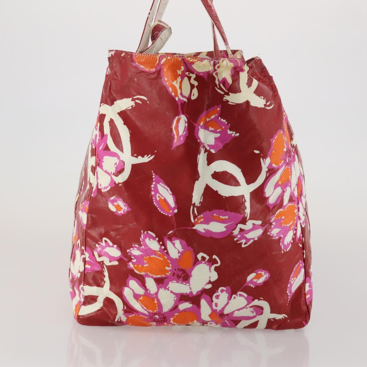 CHANEL High Summer Line Tote Bag PVC Canvas Red CC Auth BA15144