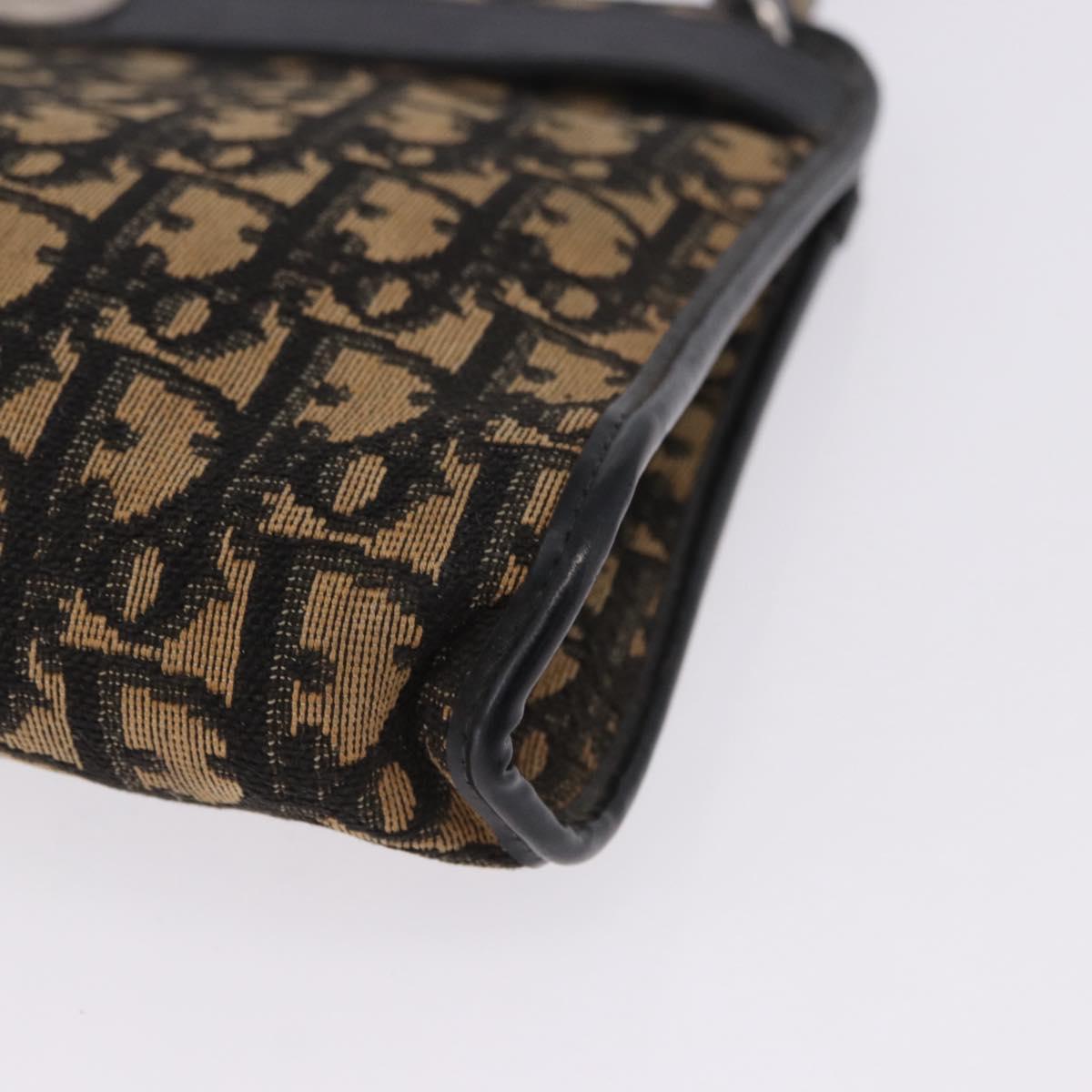 Christian Dior Trotter Canvas Shoulder Bag Navy Gold Auth BA15147