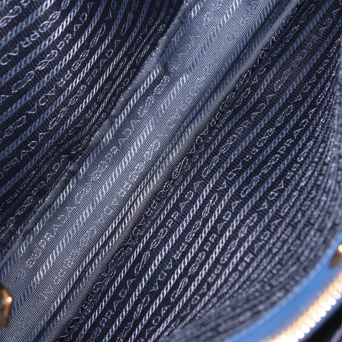 PRADA Hand Bag Safiano Leather 2way Blue Gold Auth BA15150V