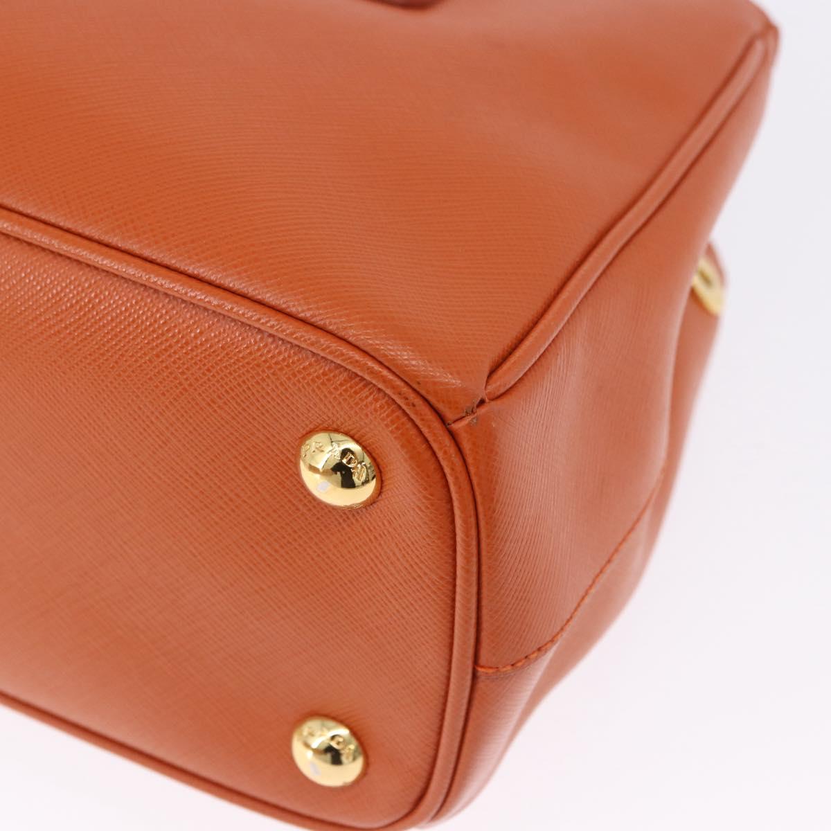 PRADA Hand Bag Safiano Leather 2way Orange Gold Auth BA15151